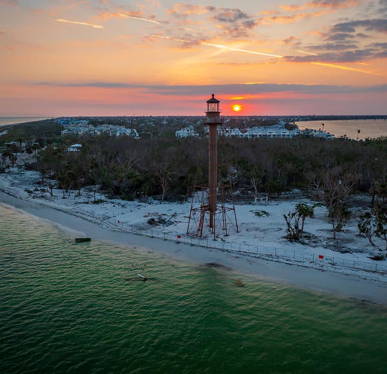 sanibel lighthouse at sunset Sanibel Island water conditions Sanibel Island water quality
