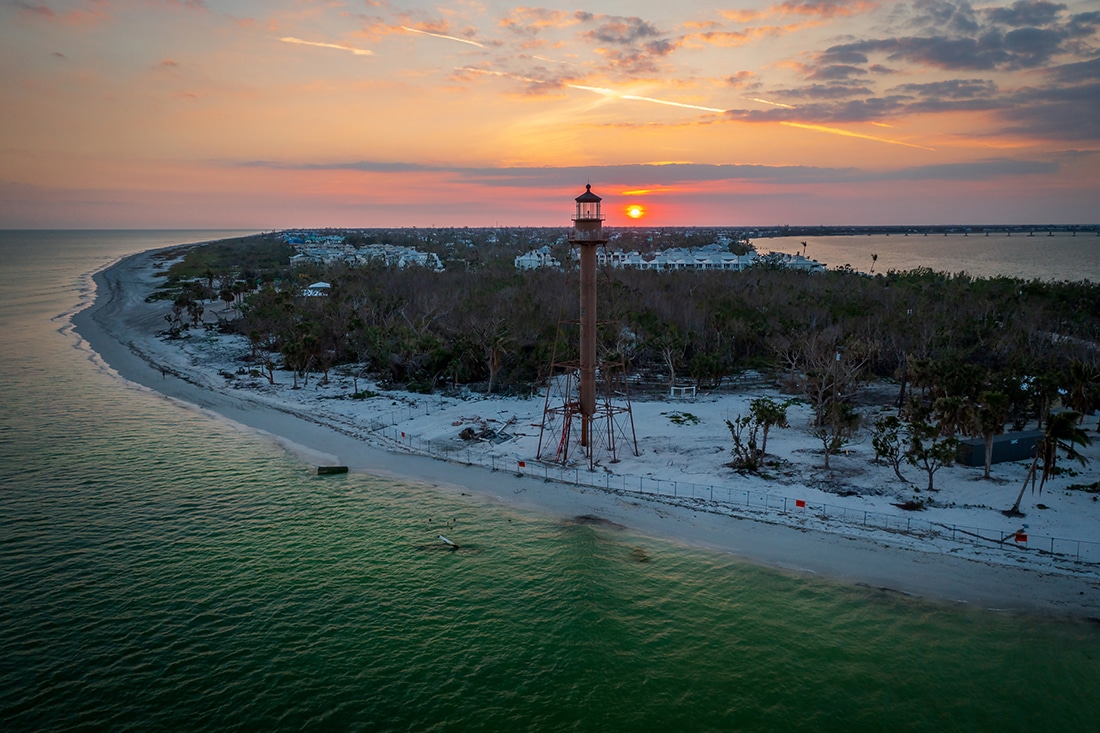 sanibel lighthouse at sunset Sanibel Island water conditions Sanibel Island water quality