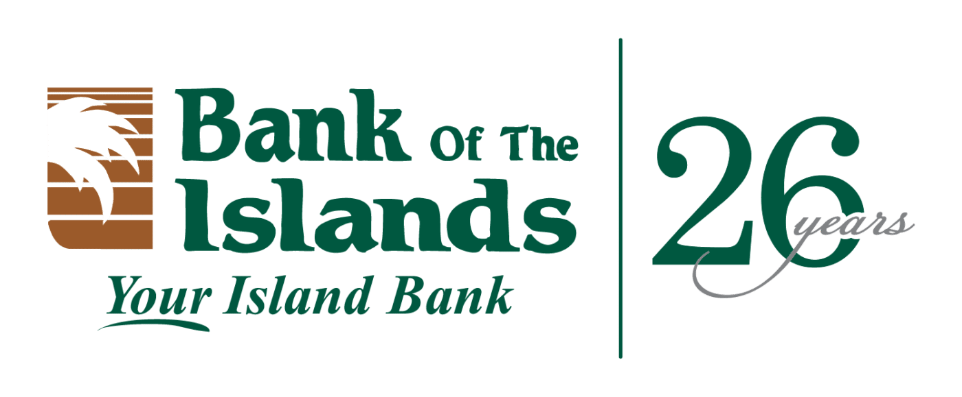 bank of the islands logo 26 years