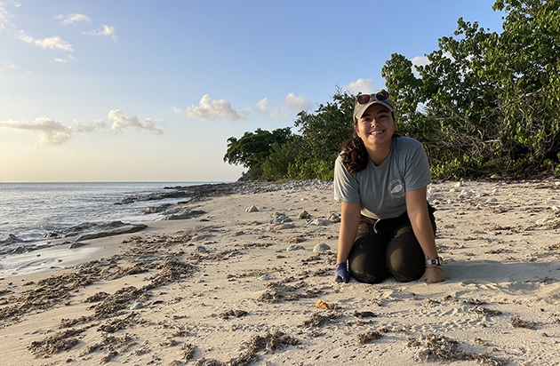 woman smiling on beach