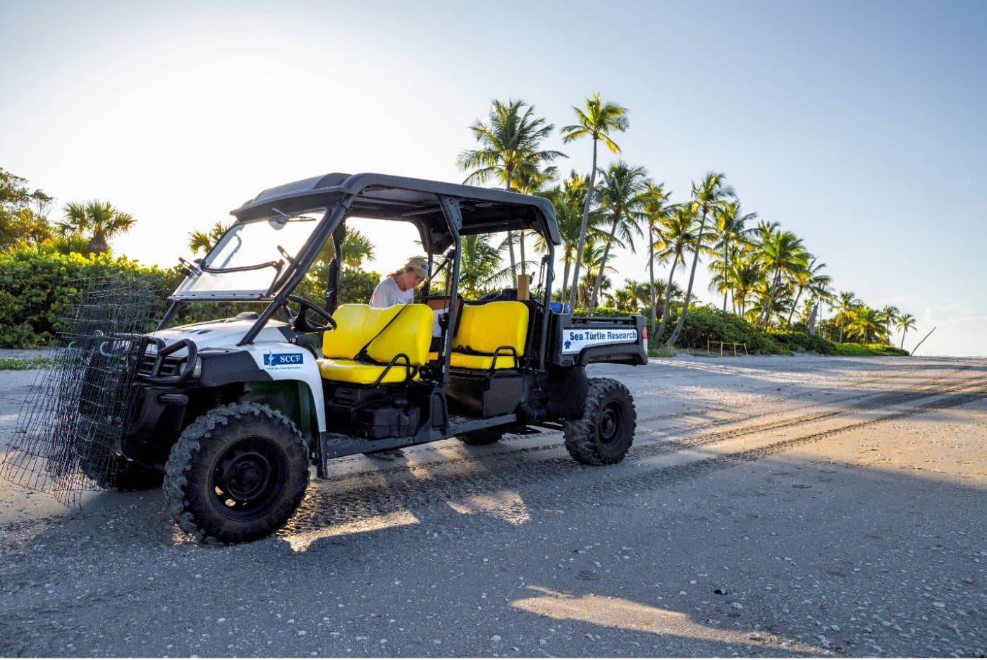 sccf sea turtle vehicle on beach on sanibel