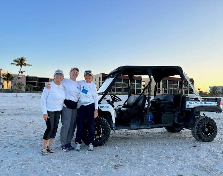 sea turtle volunteers on beach on first day of surveys