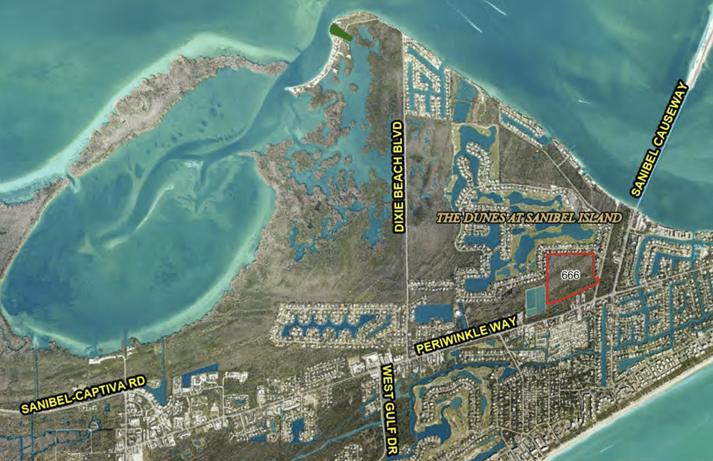 map showing the property lines of the conservation 20/20 nomination on sanibel