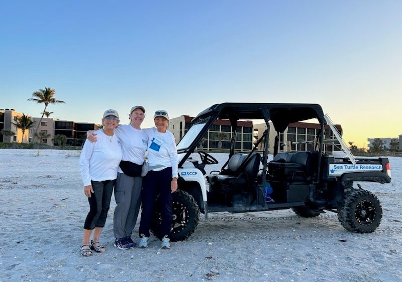 sea turtle volunteers on beach on first day of surveys